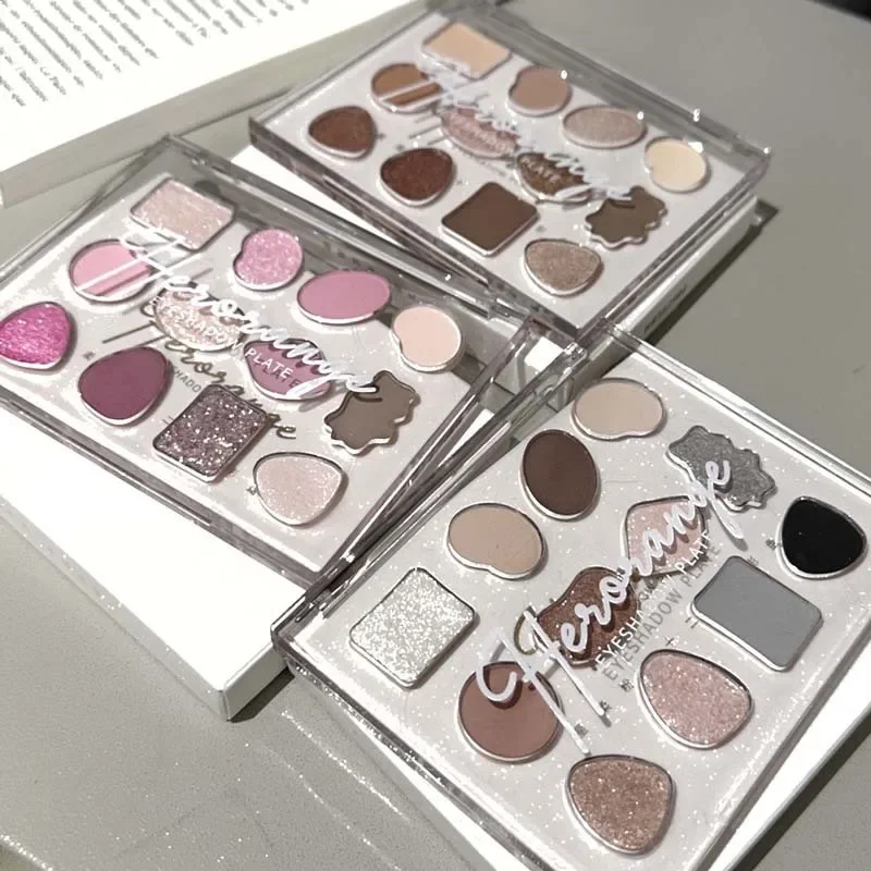 Smoky Retro 12 สีอายแชโดว์ Palette Delicate Powdery Non-Fly Powder Pearlescent Fine Glitter ธรรมชาติที่ครอบคลุม Palette