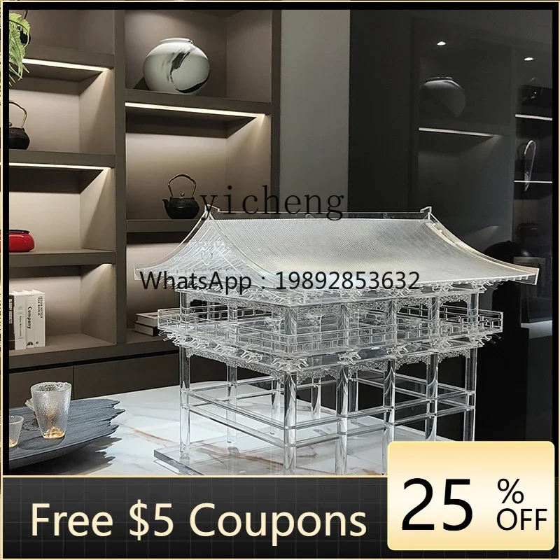 AA ancient building transparent acrylic house attic simulation sculpture soft decoration model ornament