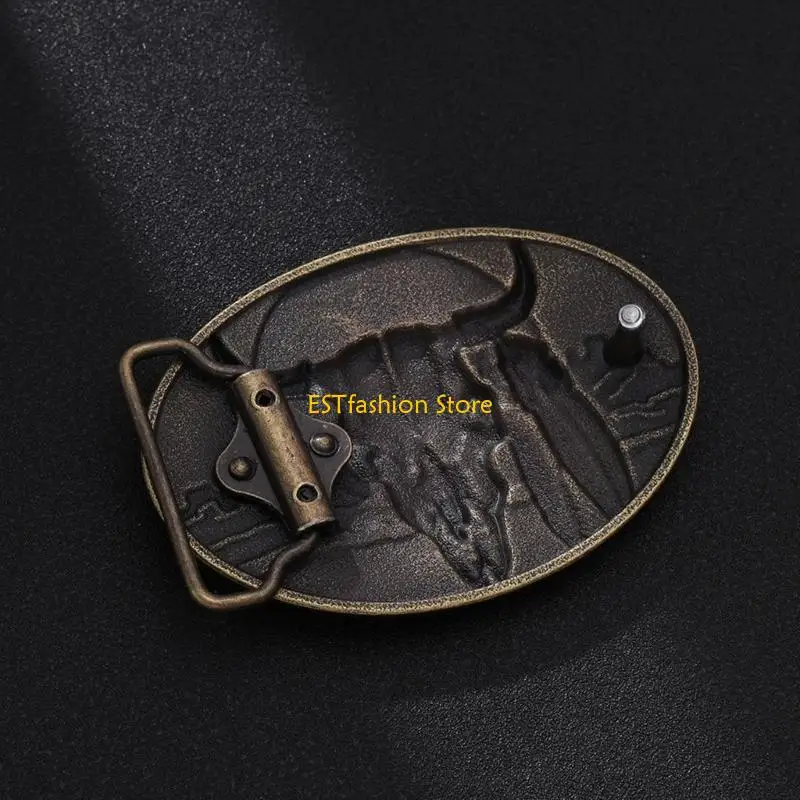 Y5GC الثور رئيس مشبك للمراهقين حزام رجالي دلاء معدنية للسراويل الملابس الرائعة والاكسسوارات خمر حزام مشبك الكبار