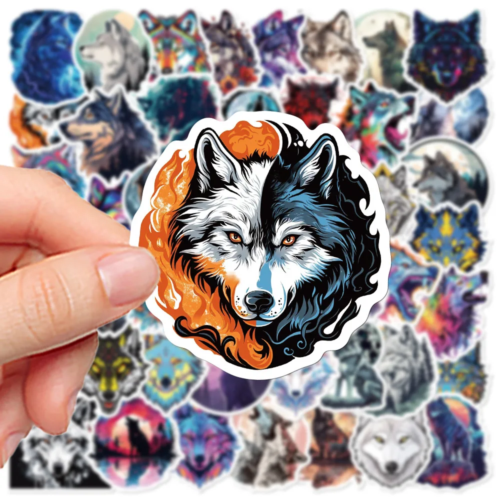 50pcs Creative Cartoon Solitary Wolf Series Graffiti Stickers Suitable For Helmet Desktop Wall Decoration DIY Stickers