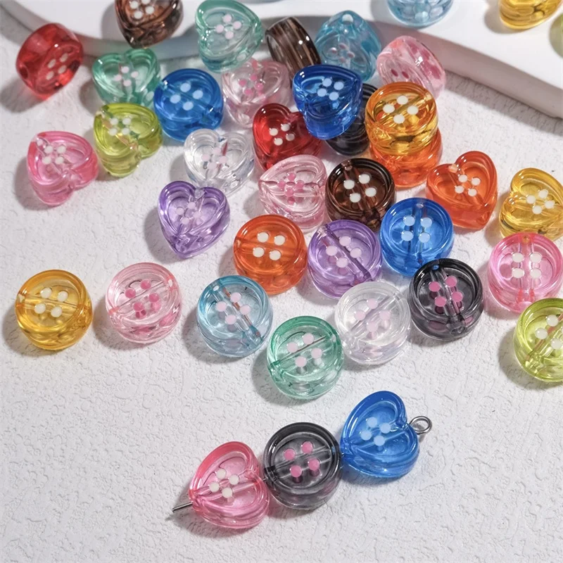 Wholesale 100pcs/lot color dot pattern print geometry rounds hearts shape acrylic beads diy jewelry garment accessory
