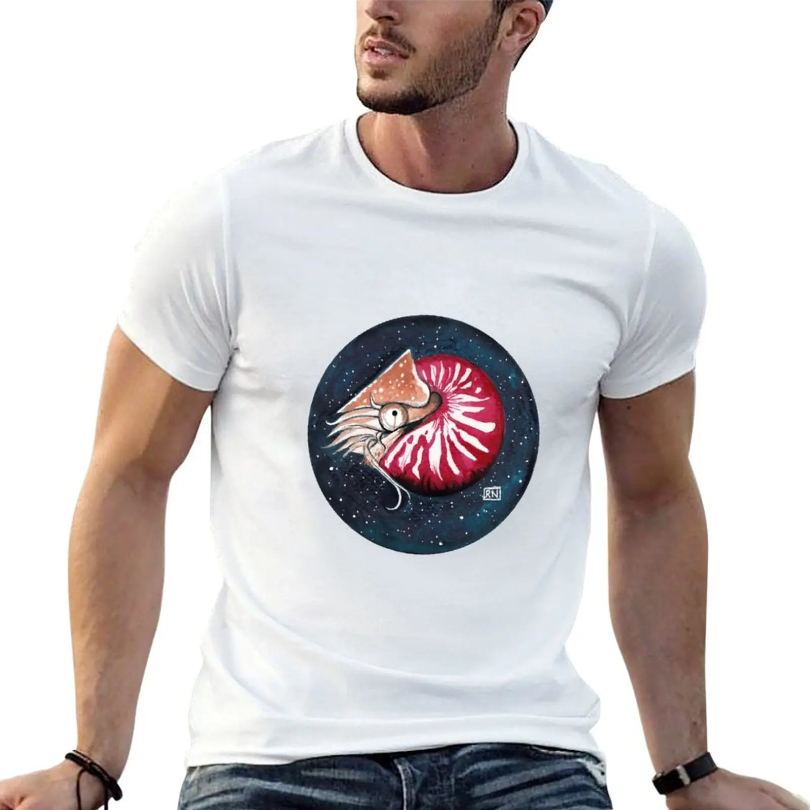 

Space Nautilus - Watercolour Painting T-Shirt cotton t shirt pack t shirt man luxury T-Shirt
