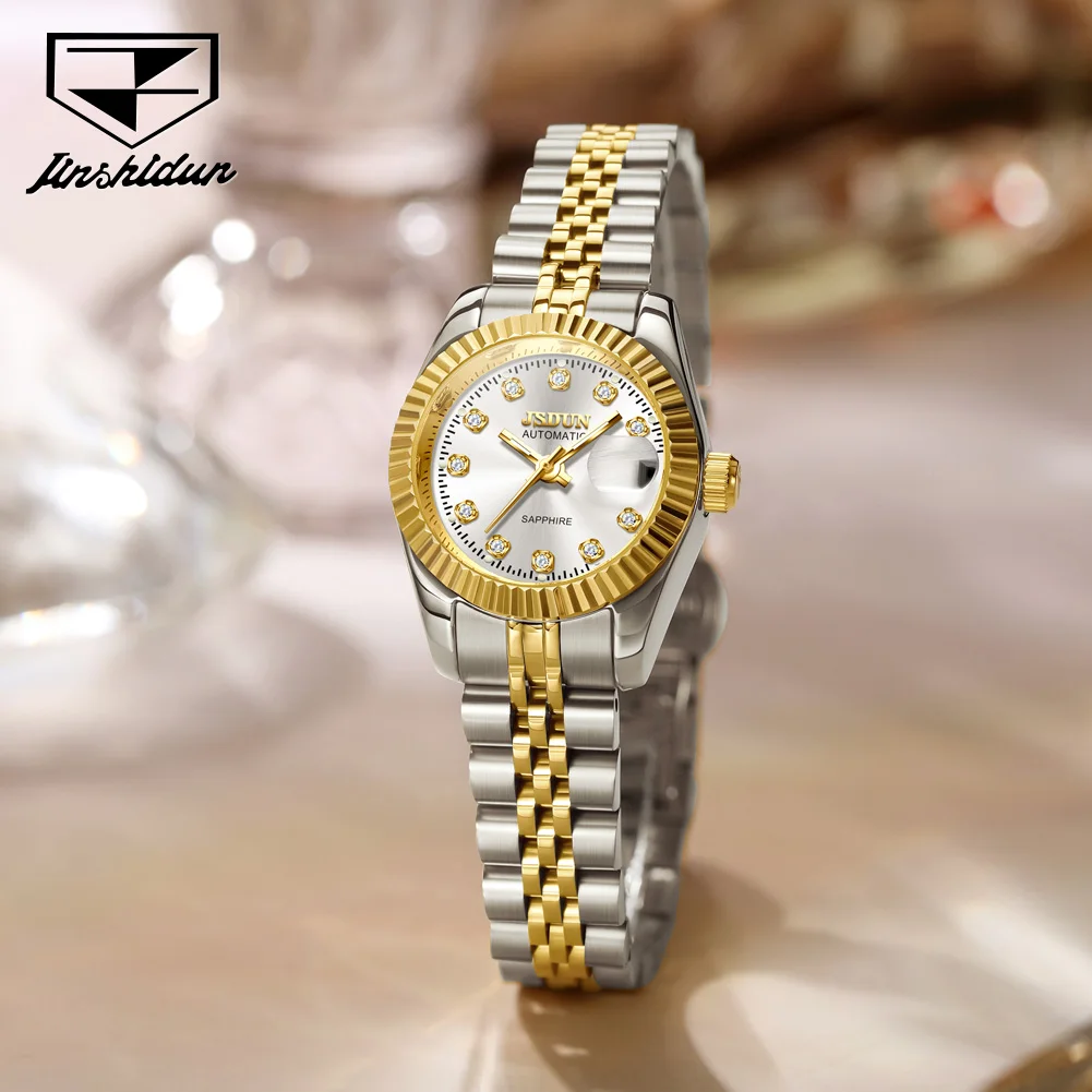 

JSDUN 8737 Women Watches High Quality Luxury Elegant Original Mechanical Watch Small Dial Ladies Watch Steel Strap Gifts Box