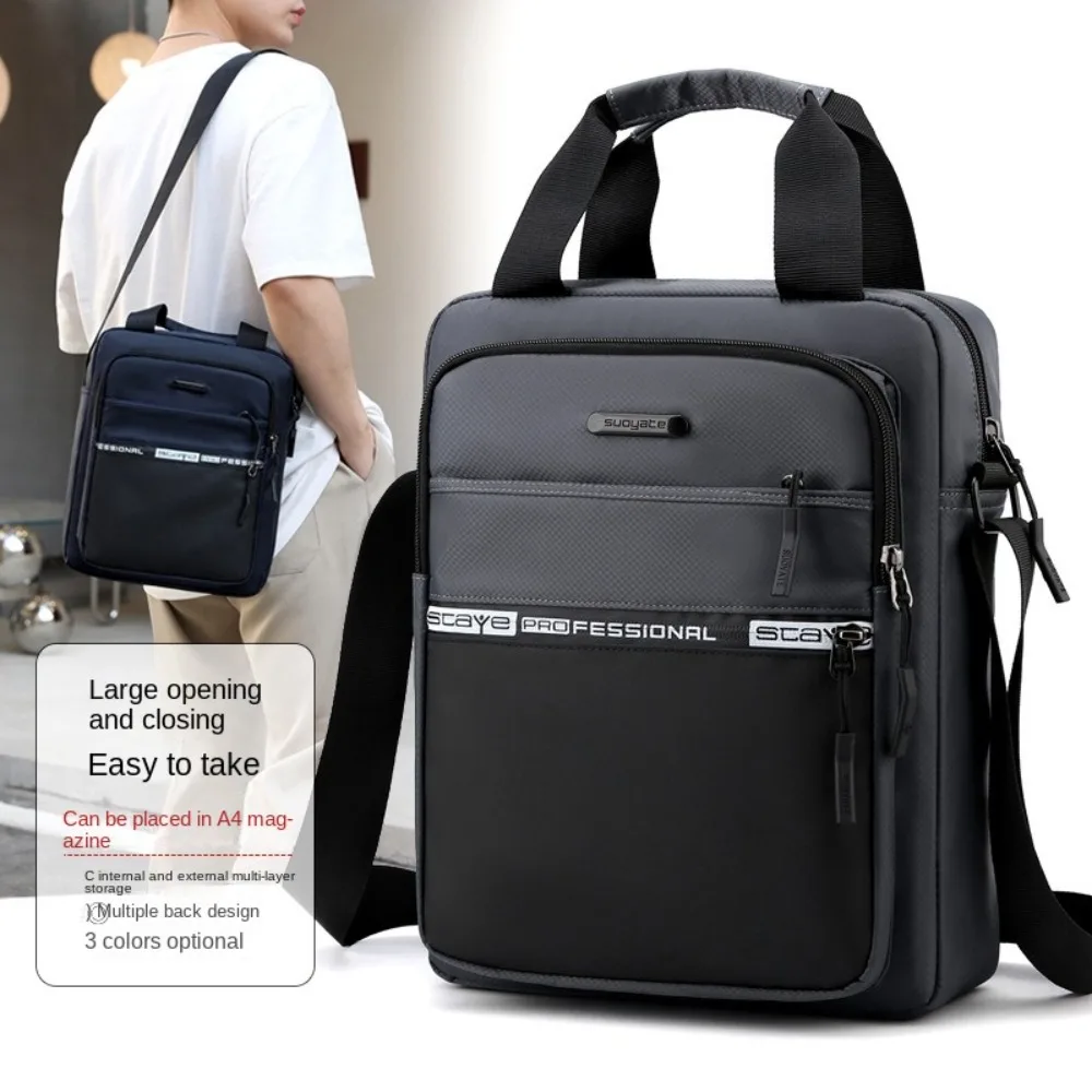 

Solid Color Business Shoulder Bag Oxford Multi-function Men Crossbody Bag Handbag Large Capacity Oxford Cloth Briefcase Outdoor
