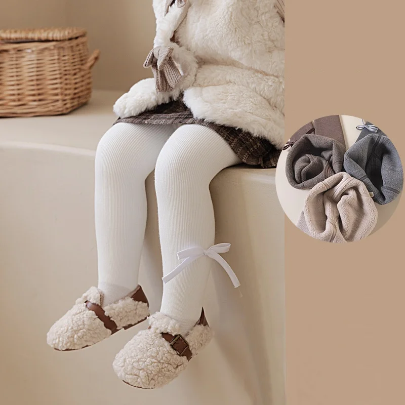 

Winter Children Girls Tights Thick Velvet Warm Kids Girls Pantyhose Baby Toddler Bow Princess Leggings Outdoors Warm Tight 1-12Y