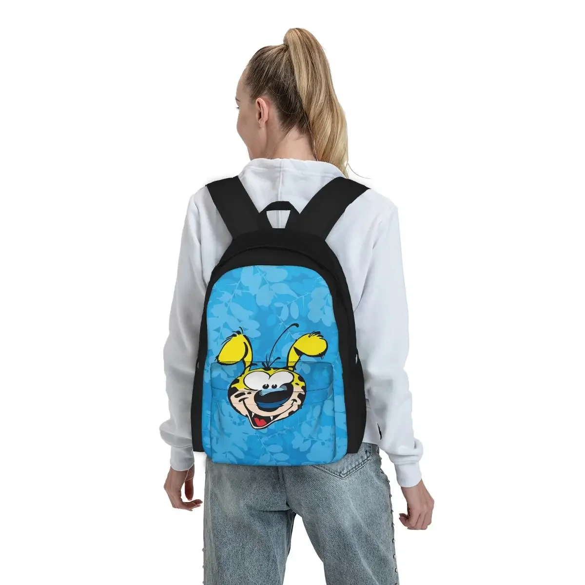 Marsupilami plecaki na twarz chłopcy dziewczęta Bookbag studenci torby szkolne Cartoon plecak dla dzieci torba na ramię o dużej pojemności