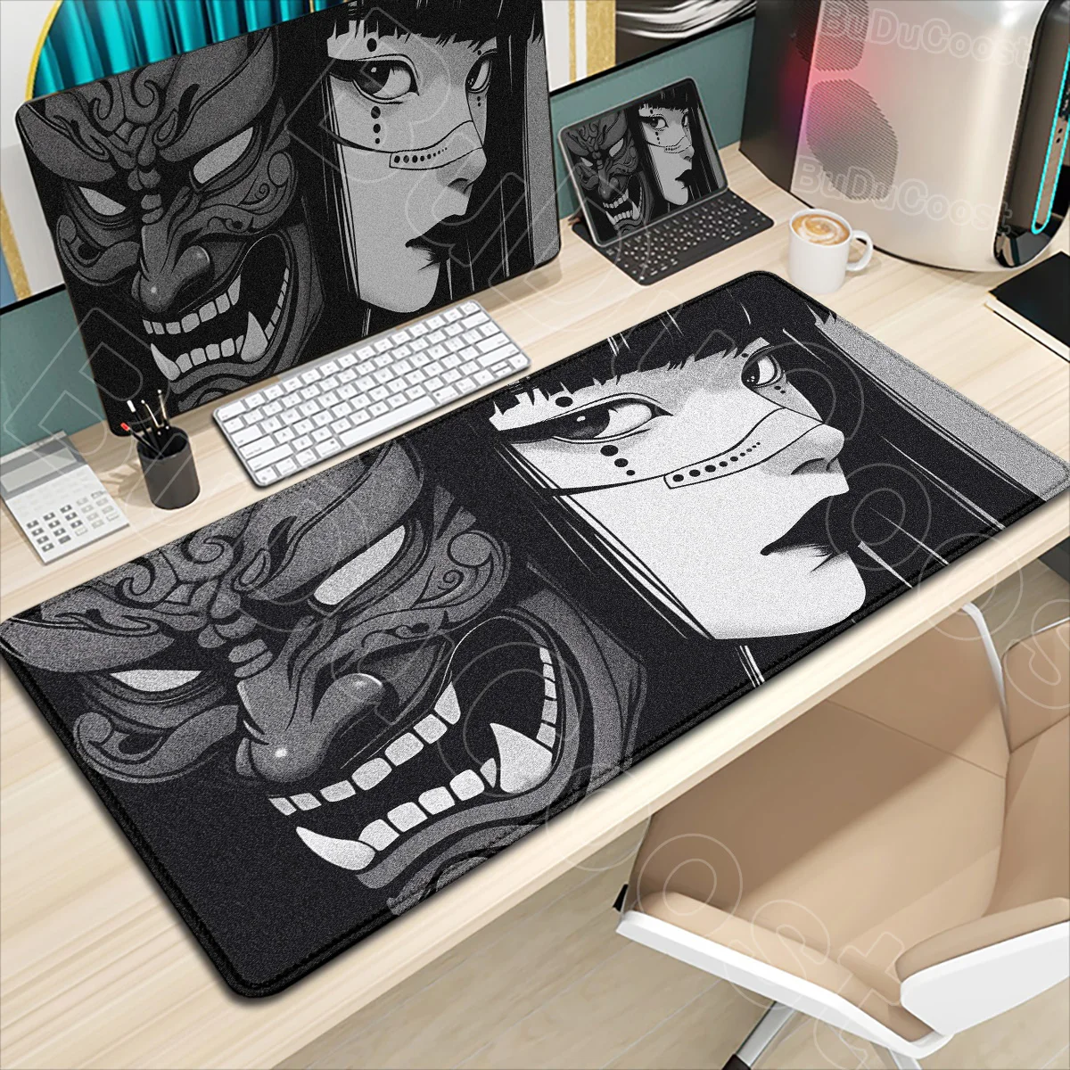 Hot Sale Devil Mask Girl Mouse Pad Anime Goth Girls Gaming Mice Mat Gamer Locking Edge Computer Mousepad Office Desk Accessories