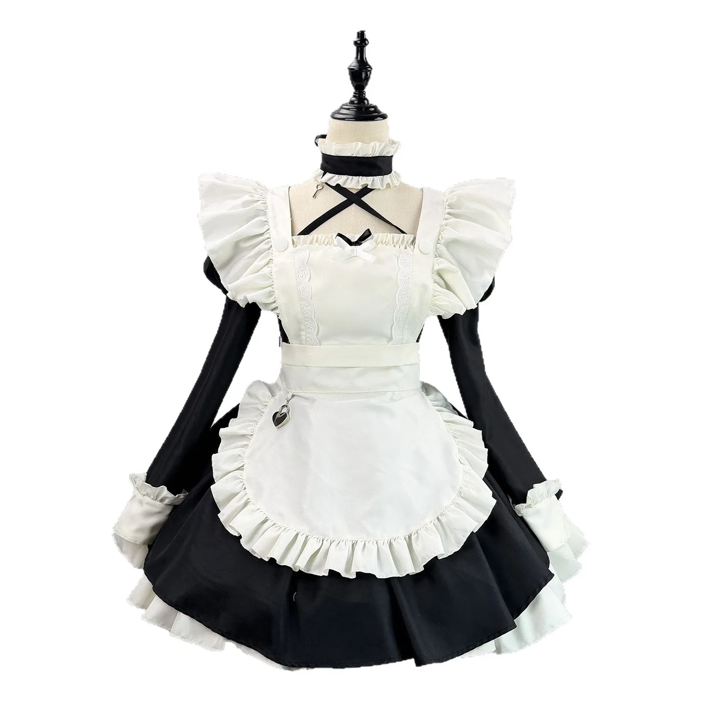 

Cute Lace Bubble Sleeve Maid Cosplay Costume Apron Lolita Dress Sets Headwear Theme Party Role Playing Outfits for Adult Women