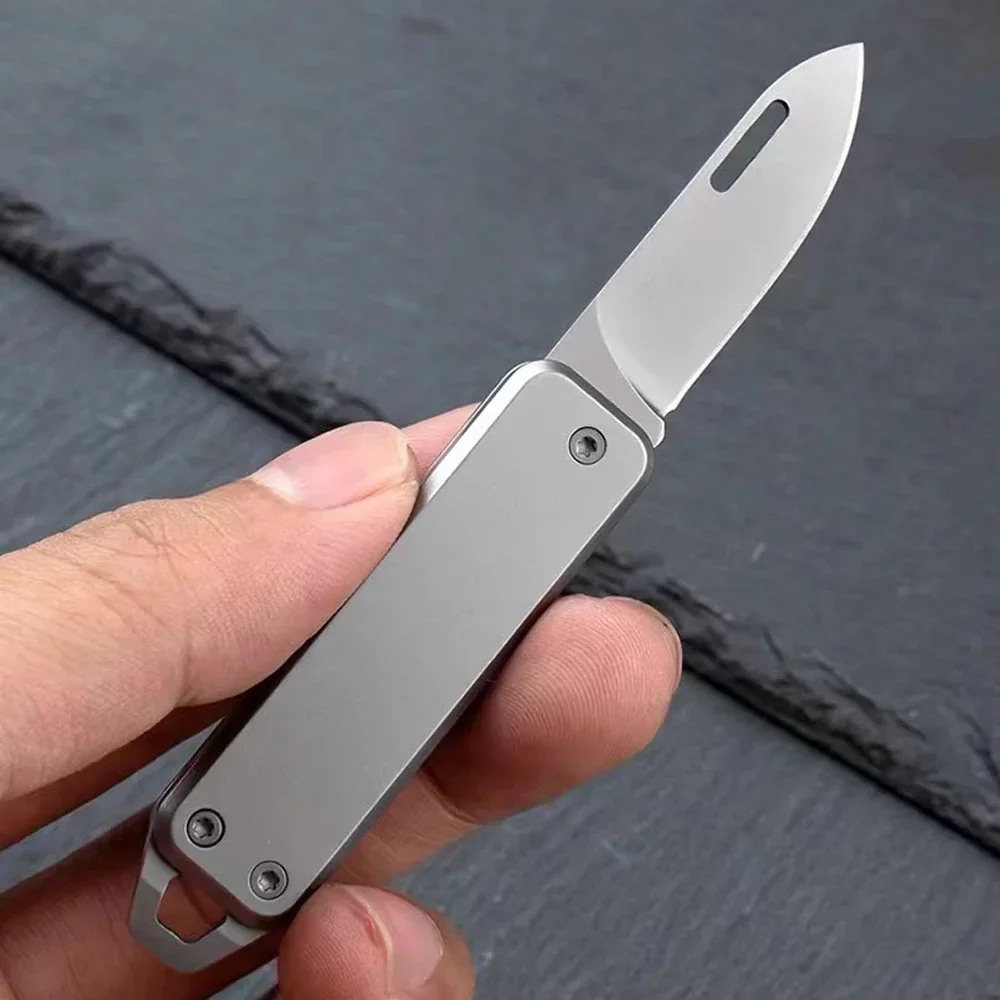 Caressolove D2 Mini Folding Keychain Knife EDC Survival Gadgets Self-defense Stainless Steel Pocket Utility Knife Box Cuter