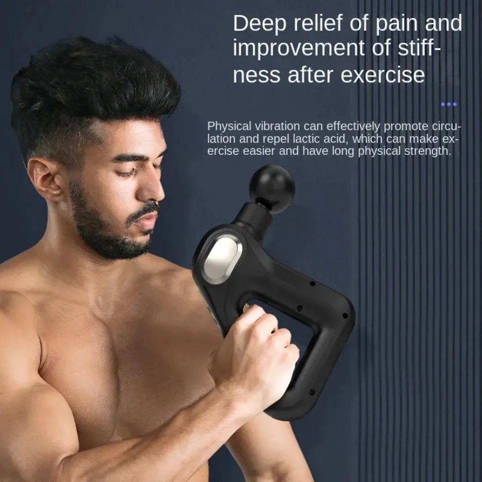 Adjustable Speed Levels Multiple Interchangeable Heads Fitness Equipment Deep Tissue Vibration Therapy Muscle Massage Gun