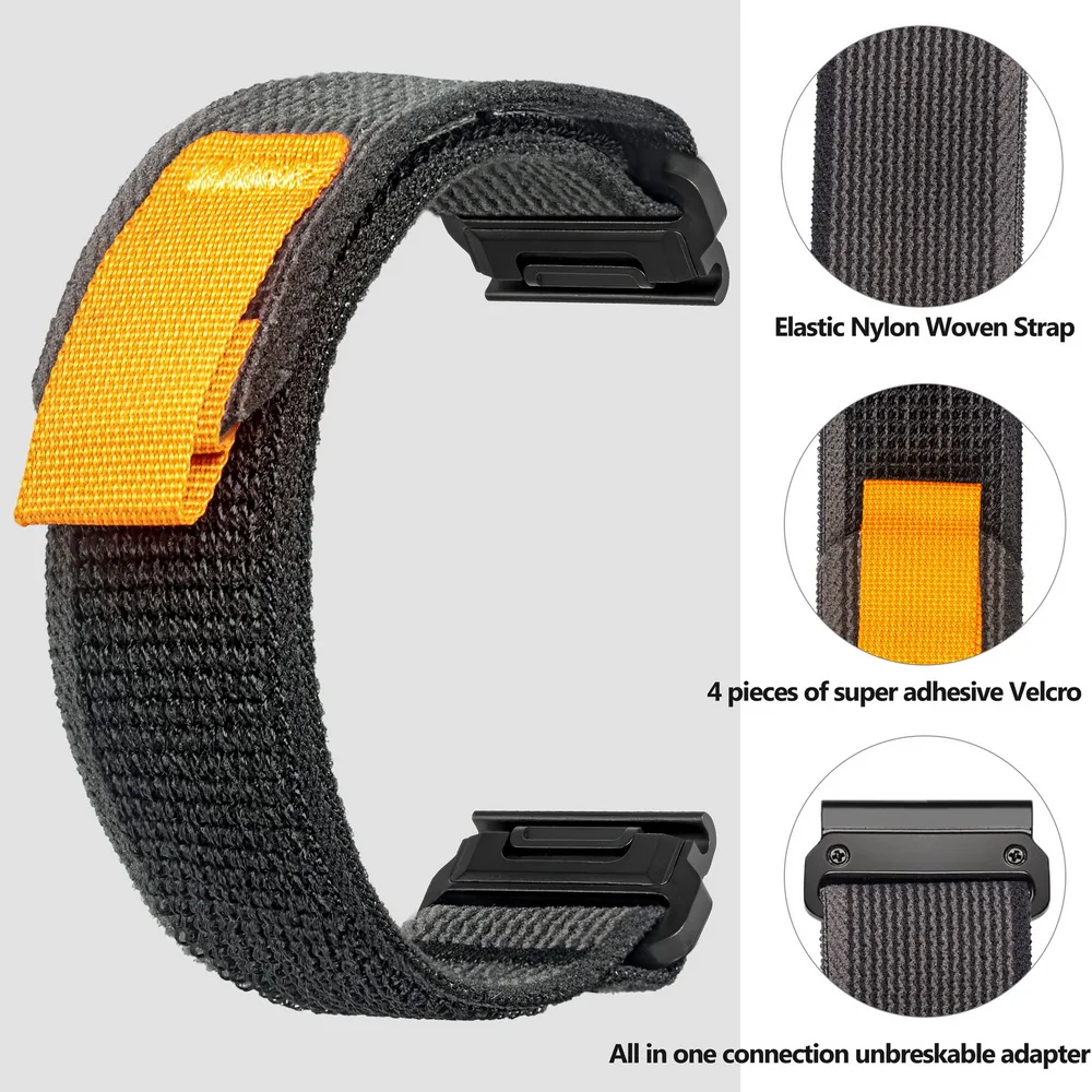 Hemsut Nylon Watch Band For Garmin Quickfit 20 22 26mm Strap Compatible With Fenix/Tactix/Forerunner/Approach/MARQ/Enduro