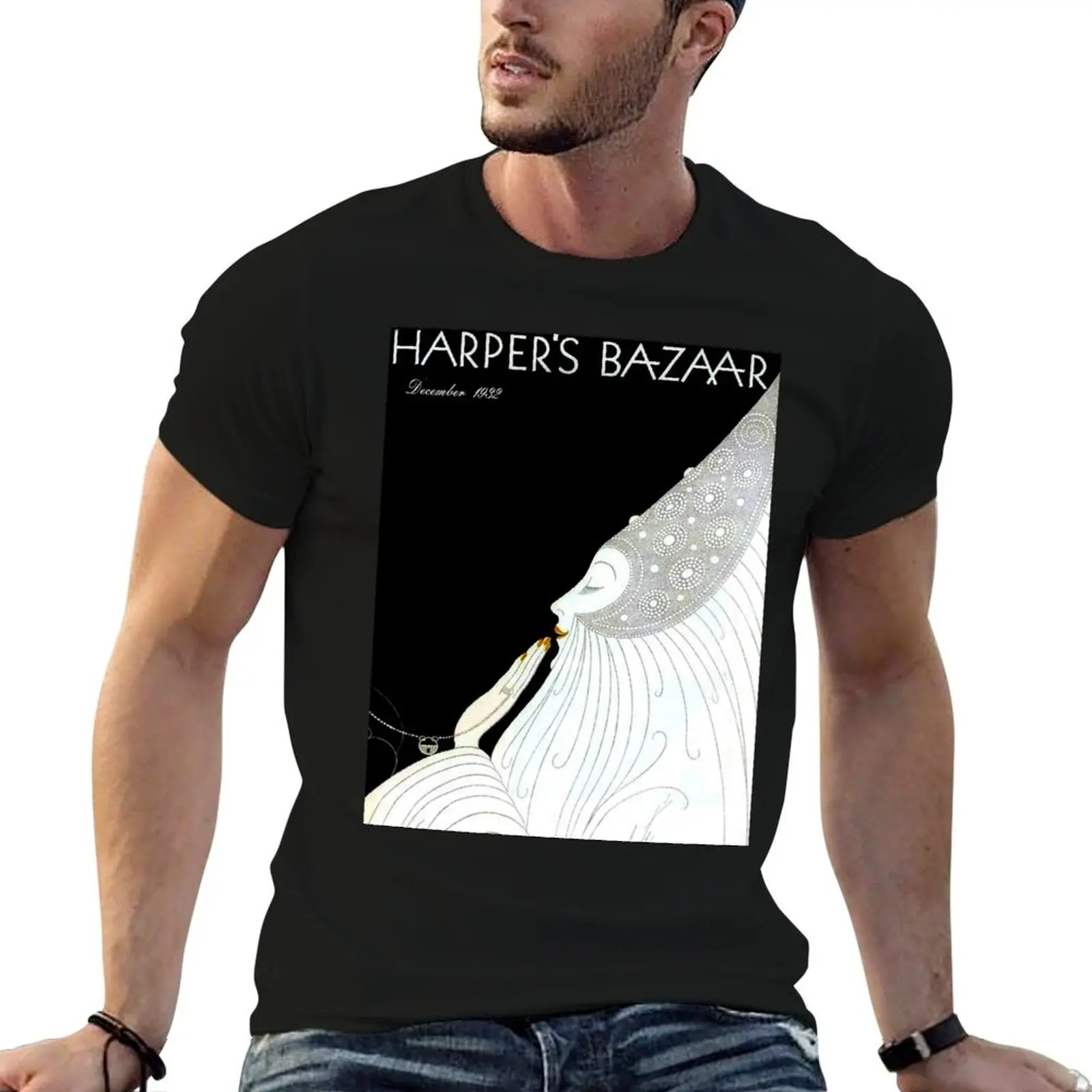 HARPERS BAZAAR: Camiseta con estampado publicitario de la revista Vintage 1932, camisetas divertidas, camisetas de humor oscuro para hombre, camiseta de algodón