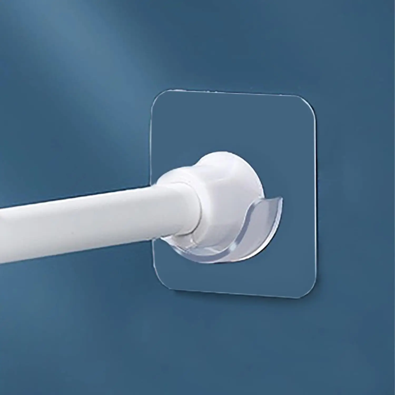 

2 Pack 1.18" Transparent Tension Rod Holders, No Drilling Adhesive Brackets for Shower Curtain Rods