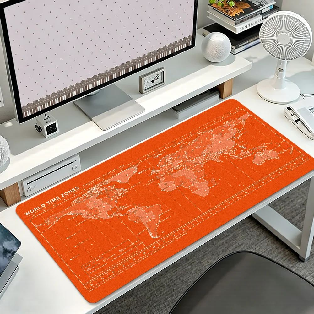 World Time Zones Map Pad Mouse Pad Non-slip Thickened MousePad Student Gaming Cushion Large Writing Lockedge Office