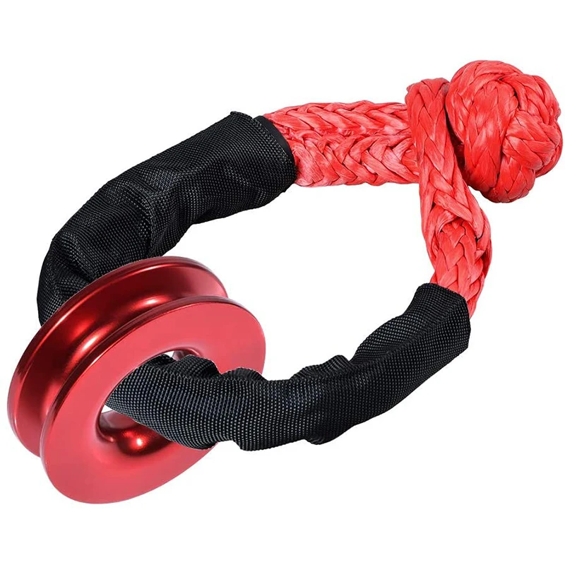 เชือกกว้านกุญแจมือสังเคราะห์ขนาด1/2นิ้ว + วงแหวนสำหรับ ATV UTV รถออฟโรดโมเดลรถพ่วงเรือ4X4ทะเลสีแดง