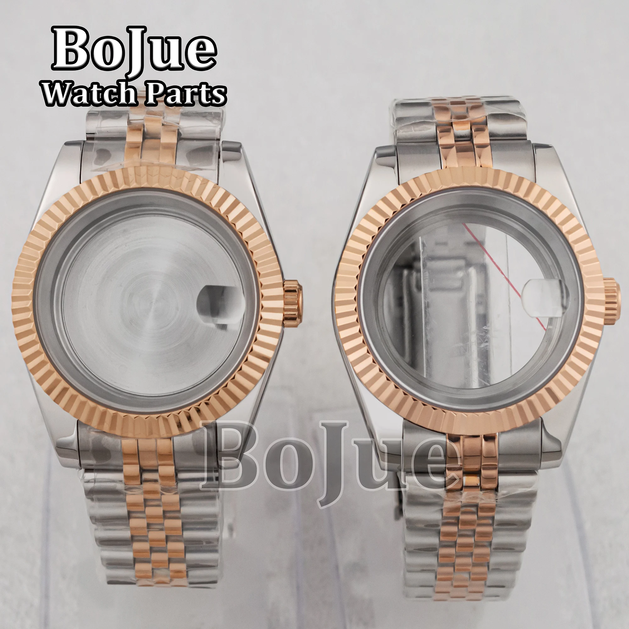 

36mm/39mm Rose Gold Datejust Stainless Steel Watch Case Jubilee Bracelet 10ATM Waterproof For nh35 nh36 Movement 28.5mm Dial