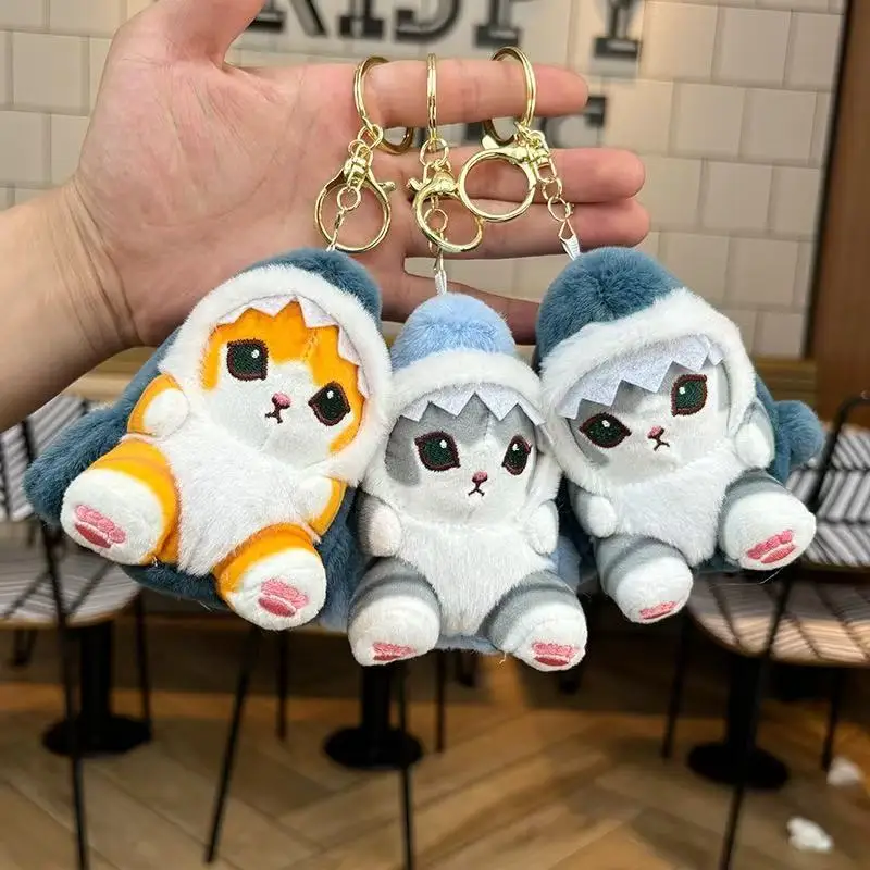 Kawaii Shark Cat Plush Toy Soft Stuffed Colorful Shark Cat Doll Kids Toys Birthday Christmas Gift for Boys Girls