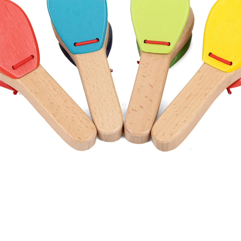 

Lovely Educational Wooden Castanet Clapper Early Learning Musical Percussion Random Color Development Sound