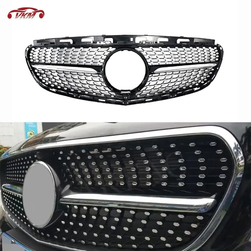 

Car Front Bumper Grille Racing Grill Mesh Tuning ABS Silver Black for Benz E Class W212 E250 E300 2013-2015 Facelift Accessories