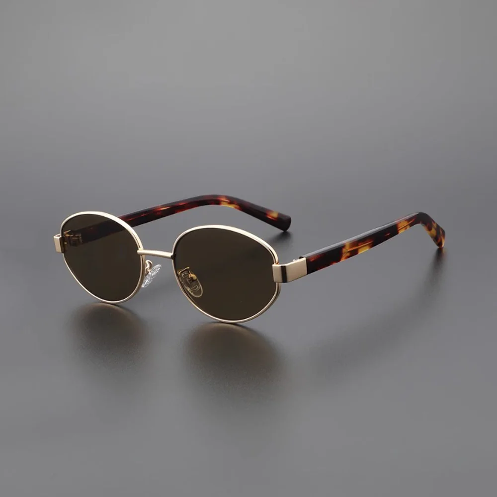 1 Stück Retro-Sonnenbrille aus Metall, oval, für Damen und Herren, trendige Sonnenbrille, klassische Sonnenbrille, UV400-Schutzbrille