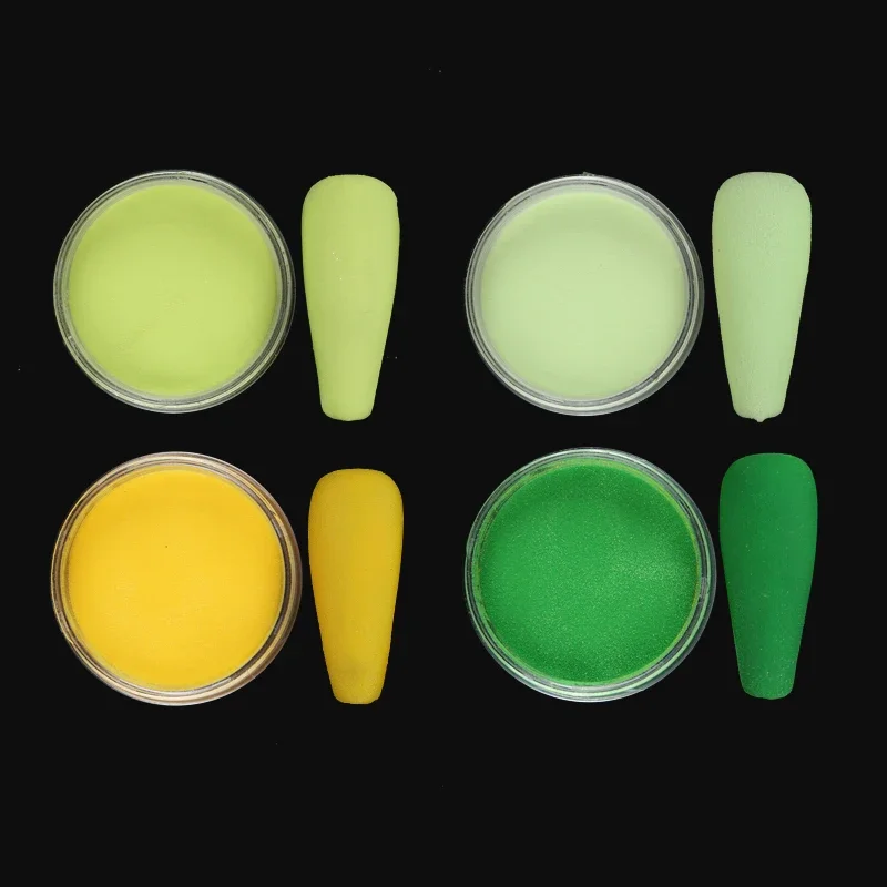 15g Green Yellow Nail Acrylic Bulk Fine Powder For Manicure 3D Extension Crystal Powder Spring Summer Charm Nail Art Decorations