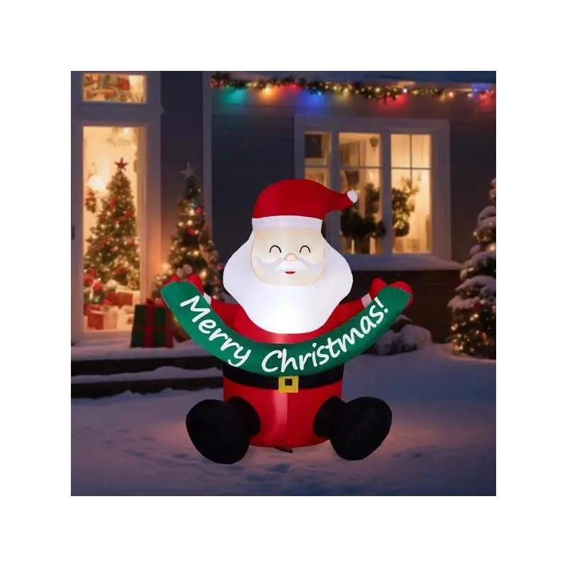 

5.8FT Inflatable Santa Claus Decoration with LED Lights for Holiday Lawn and Garden Decor, Fun Blow Up Yard Ornament for
