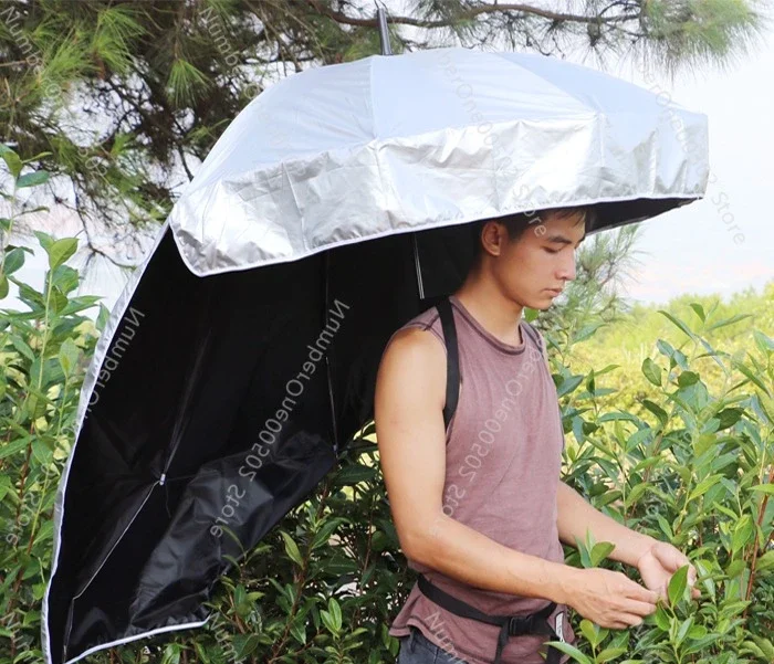 Tea umbrella Carry parasol Ultra light head hat umbrella Outdoor sun protection Double layer vinyl