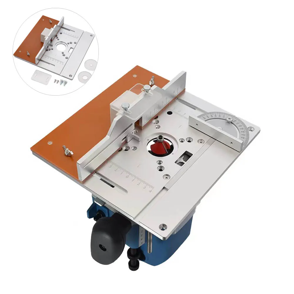 New Aluminium Router Table Insert Plate Electric wood milling flip board with Miter Gauge Guide table saw Woodworking tool