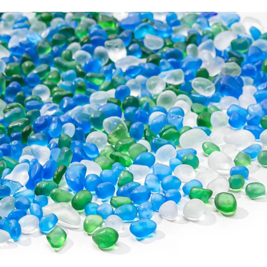 

0.5 Blue Green Betta Fish Tank Rocks Gravel Frosted Glass Beads 6-9mm Aquarium Rocks Fish Tank Gravel Stones Pebbles for Vase