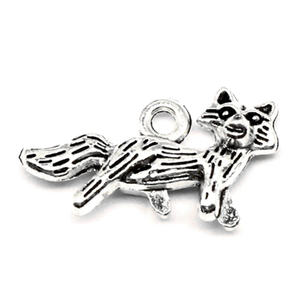 Fox Charms Jewelry Making Pendant Art Crafts Diy Beautiful Jewelry 13x23mm 5pcs Antique Silver Color