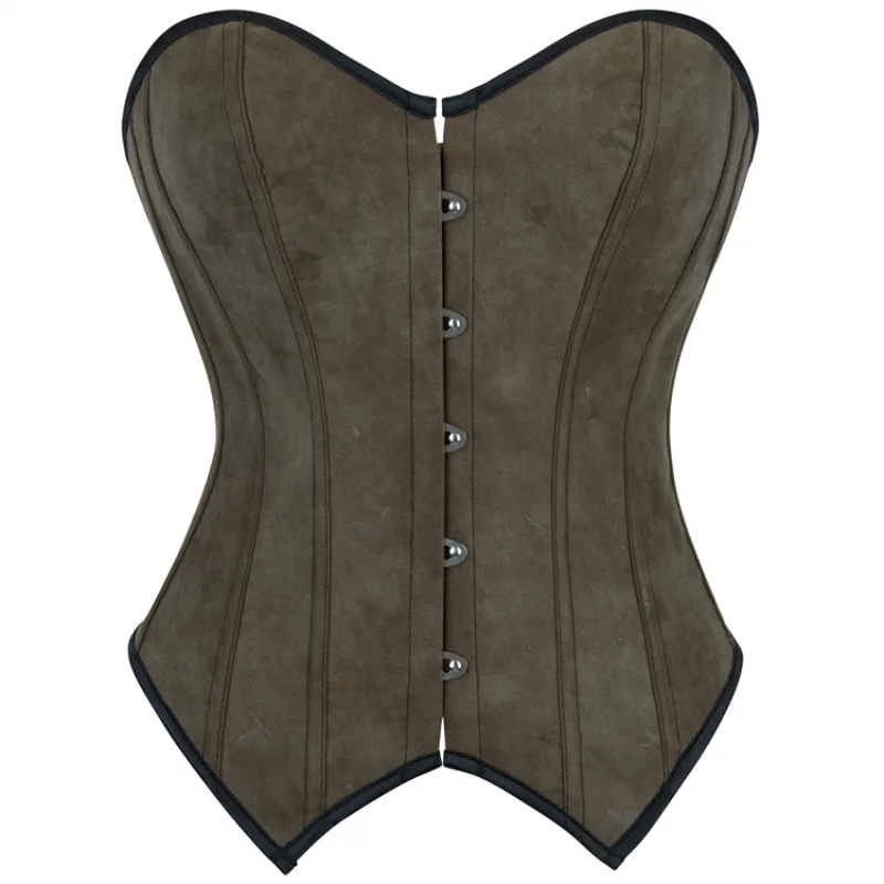 Vintage Overbust Corset for Women - Gothic Lingerie Bustier Shaper Corselet Basques - Brown Corselet Corset