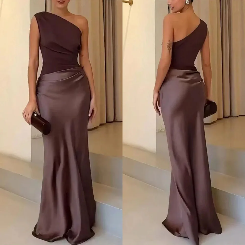 

Customized One Shoulder A-line Sleeveless Abiyeler Kadin Düğünluk Taşlı Buk Beden Evening Gowns Luxury Dress فساتين حفلات 원피스