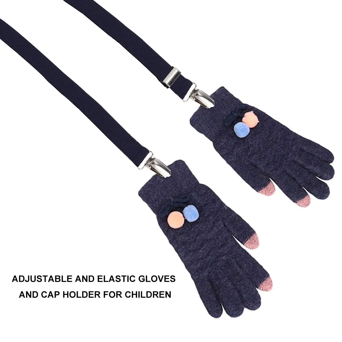 

2 Pcs Mitts Gloves and Hat Clips Winter for Kids Mitten Holder Blue Child Mittens