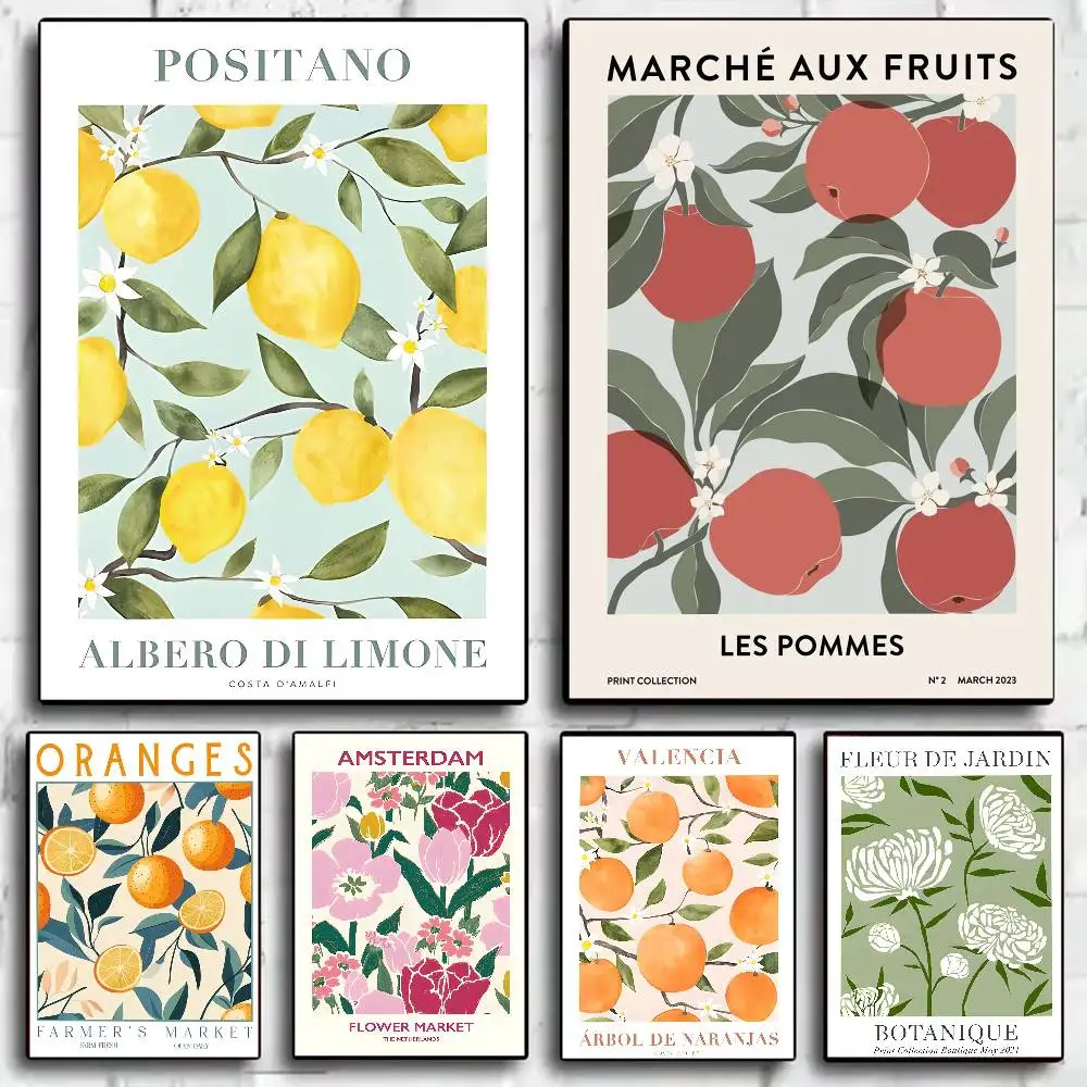 Póster de limón Positano naranja de Valencia, decoración HD para el hogar, pared adhesiva, impermeable, decoración estética para el hogar, sala de estar y Bar
