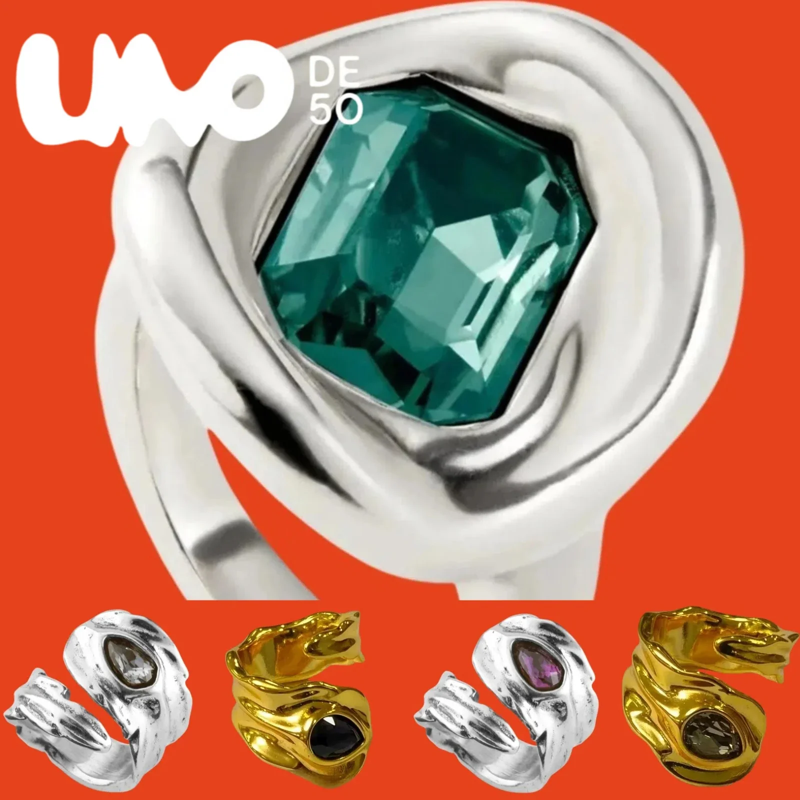 

Кольцо UNOde50 2025 года, золото 24 карата/серебро, роскошное женское кольцо по лучшей цене