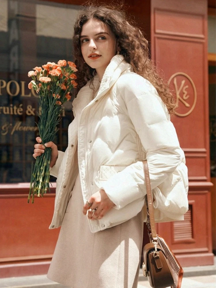 OLrain المرأة الصلبة سترة منفوخة 2025 شتاء جديد دافئ موضة أسفل معاطف عادية تخفيف فضفاضة تناسب الملابس النسائية GO56DY88050 #3