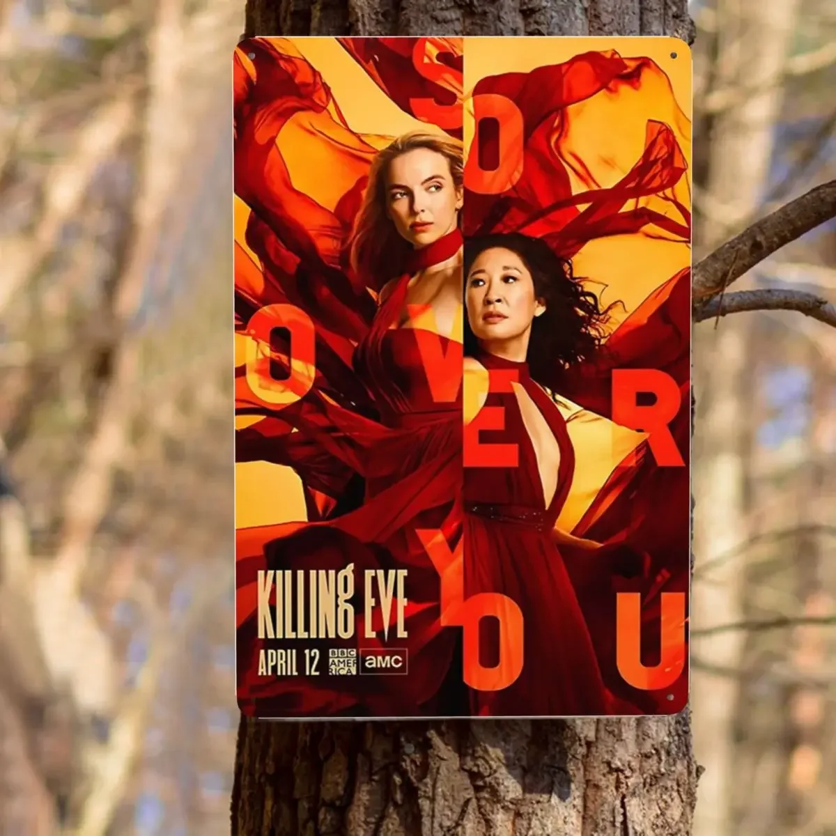 لافتة Killed Eve المعدنية ، تلفزيون الإثارة البريطاني الحديث ، لوحة زخرفية من القصدير ، مكتب ، متجر ، حانات ، نادي ، كهف رجل ، بار ، ديكور فني للجدار
