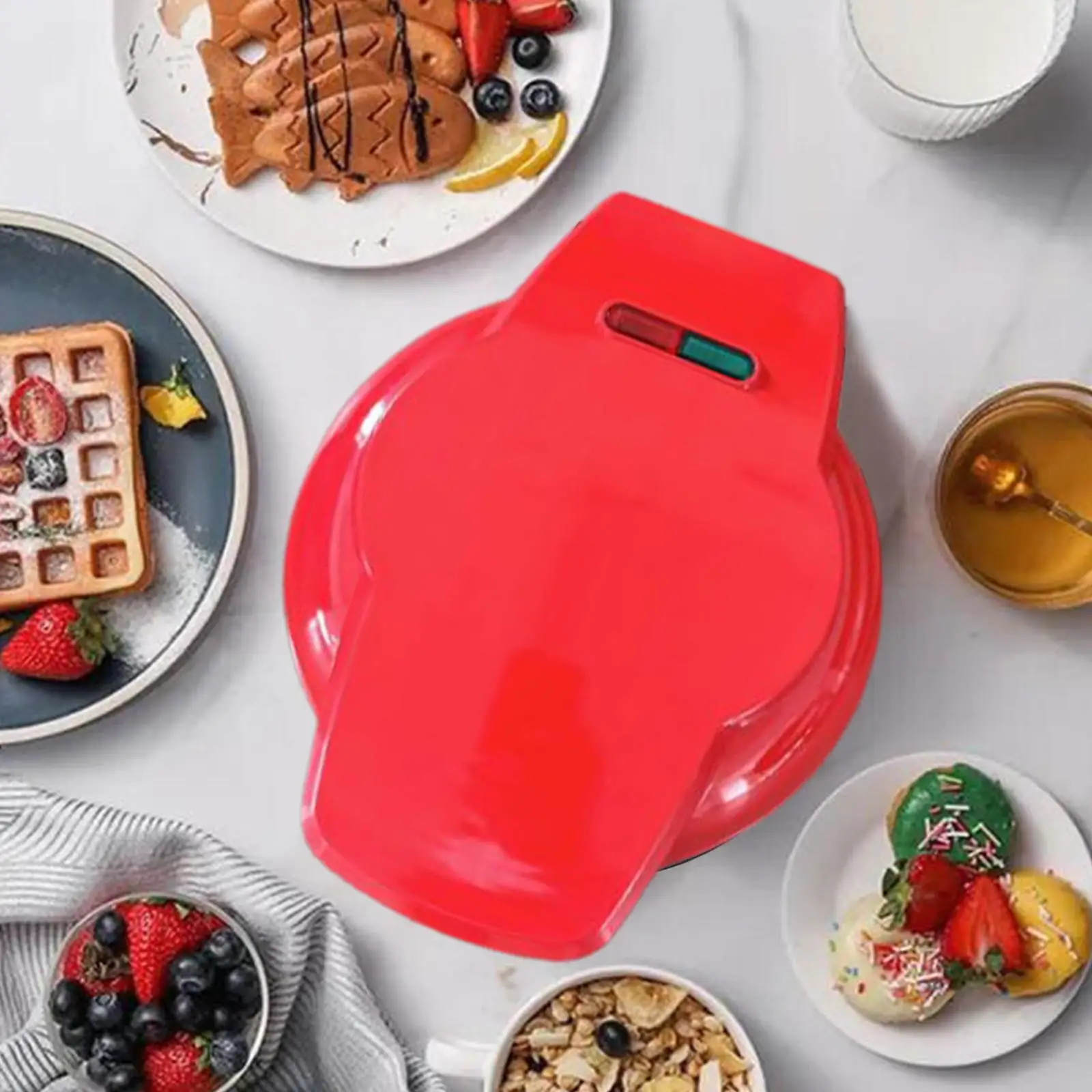 เครื่องทำ Alat pembuat Donat ขนมแบบไม่ติดพื้นผิวให้ความร้อนสองด้านพร้อมไฟแสดงสถานะโดนัททำขนมร้านขนม