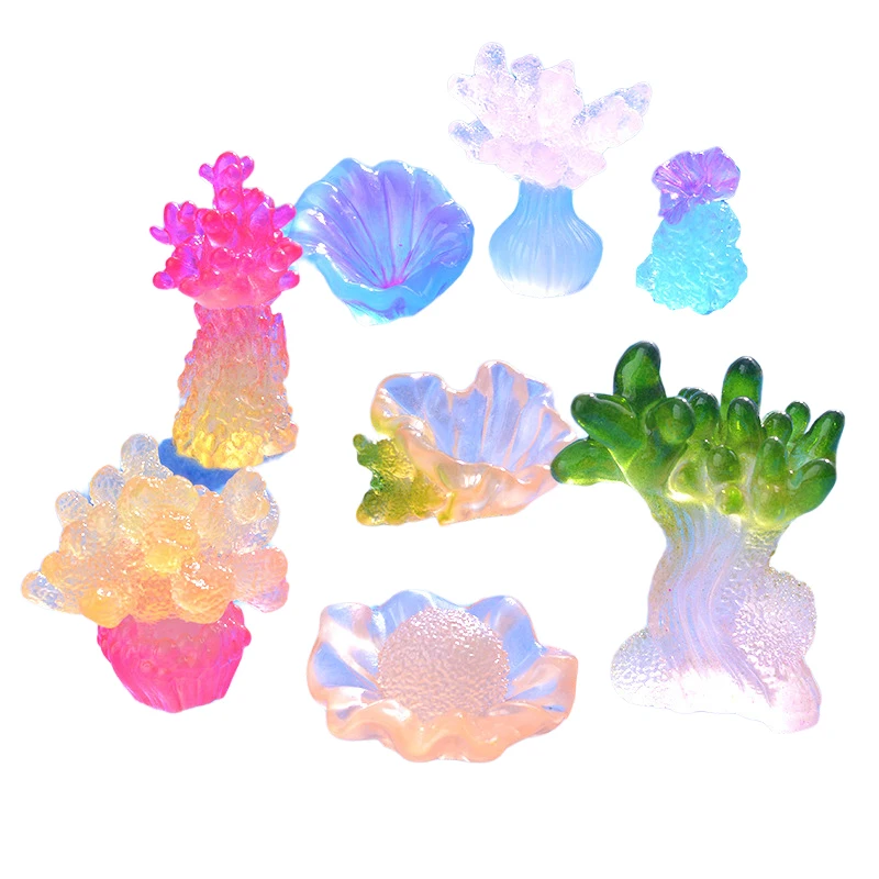 Marine Luminous Coral Micro Landscape Ornaments Glowing Coral Oyster DIY Desktop Fish Tank Aquarium Decor Toys Dollhouse Model