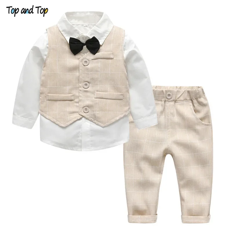 

Autumn Infant Clothing Set for Baby Boy - Gentleman Wedding Formal Suit with Vest, Tie, Shirt, Pant - 4Pcs Clothes Set