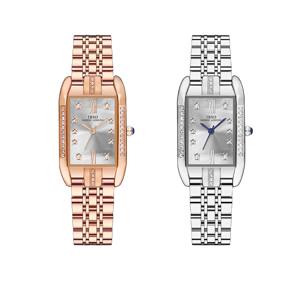 หรูหราทองนาฬิกาผู้หญิงสี่เหลี่ยมผืนผ้านาฬิกาข้อมือควอตซ์กันน้ำแฟชั่นหญิงเงินนาฬิกาภรรยาของขวัญสาว