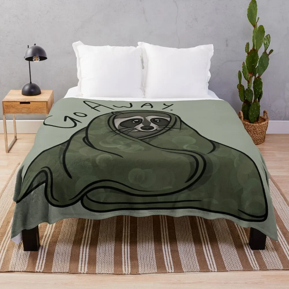 

Introvert Raccoon Throw Blanket Stuffeds Flannels bed plaid Luxury Blankets