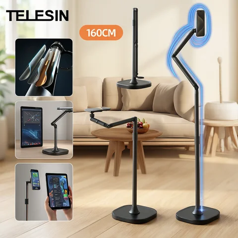 TELESIN Manyetik Cep Telefonu Zemin Standı Konsol Canlı Yayın Tablet Braketi Kaldırma Braketi Evrensel Cep Telefonu Tutucu