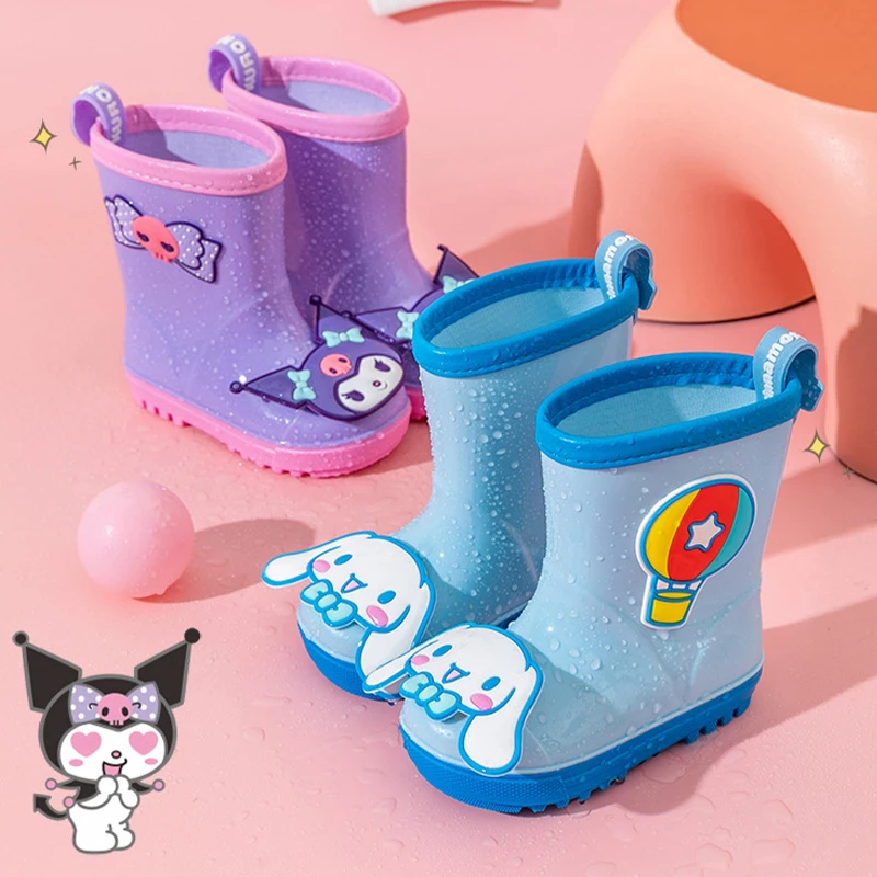 Sanrio Waterproof Rain Shoes for Children Cute Kuromi Cinnamoroll Rain Shoes Baby Anti Slip Wear Resistant Soft Sole Boots Gift