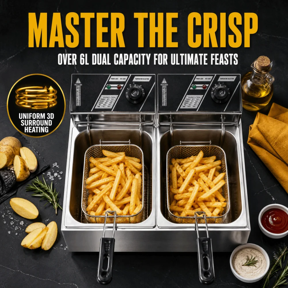 6L Electric Deep Fryer Automatic Power-off 3D Surround Heating Stainless Steel Electric Fryer 2 - 3 People 1200W Air Fryer