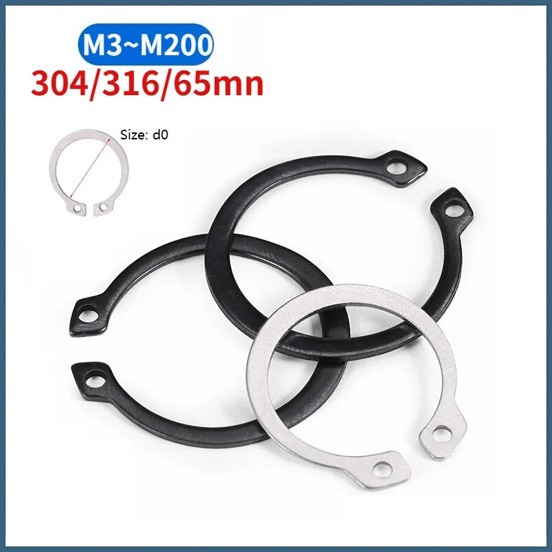 M3 - M200 304 / 316 Stainless Steel / Black 65Mn C type External Circlip Retaining Rings for Shaft Clip Snap Ring GB894