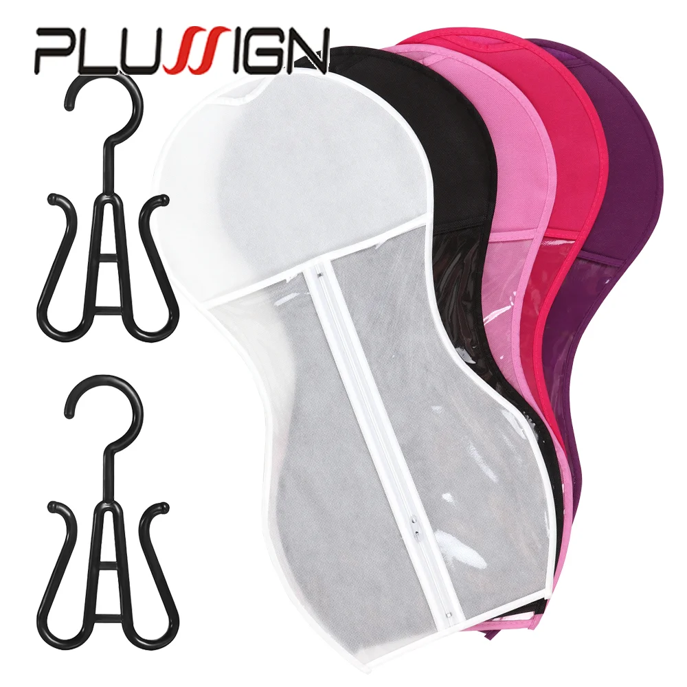 أكياس تخزين شعر مستعار لشعر مستعار متعدد على شكل قرع غير منسوج حقيبة شعر مستعار مع شماعة سوداء حقيبة شعر مستعار مقاومة للغبار لاستخدام صالون الشعر أثناء السفر