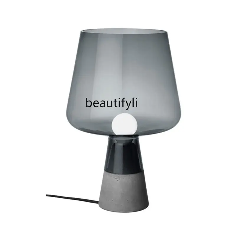 

Living Room Table Lamp Unique Creative Simple Study Cement Glass Bedroom Bedside Glass Lamp