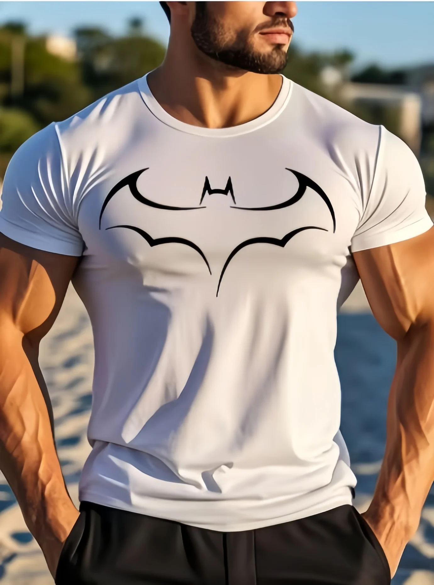 Summer Men's Short Sleeve T-shirts Bat Graphic Crewneck Casual Tshirt 3d Prited American T-shirt Mens Clothing
