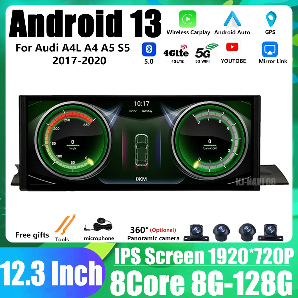 

Android 13 для Audi A4L A4 A5 S5 2017-2020 12,3 "стерео автомобильный мультимедийный GPS беспроводной Carplay Android Авто 4G Wifi